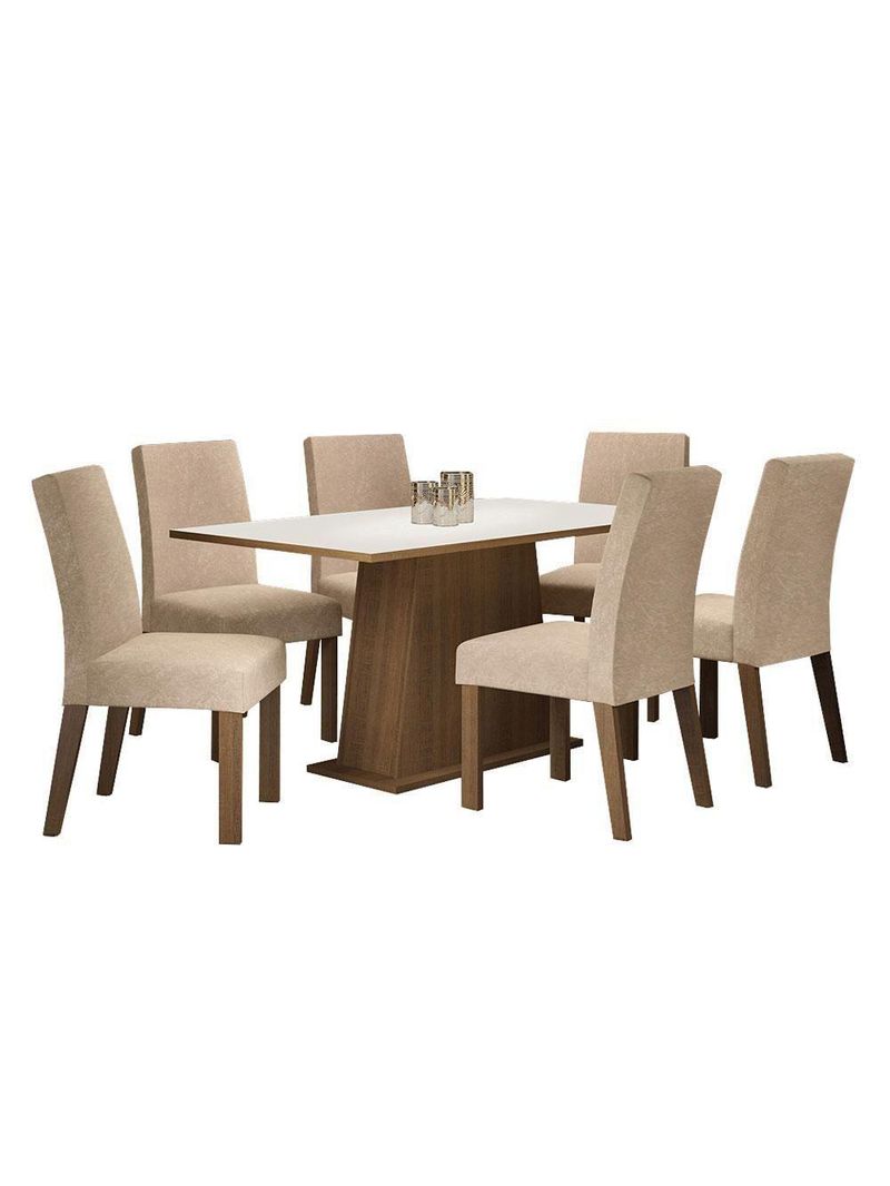 Conjunto Sala De Jantar Madesa Luciana Mesa Tampo De Madeira Com 6 Cadeiras - Rustic/branco/imperial