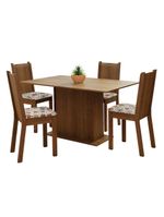 Conjunto Jantar Madesa Luana Mesa Madeira 4 Cadeira Floral