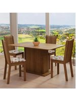 Conjunto Jantar Madesa Luana Mesa Madeira 4 Cadeira Floral