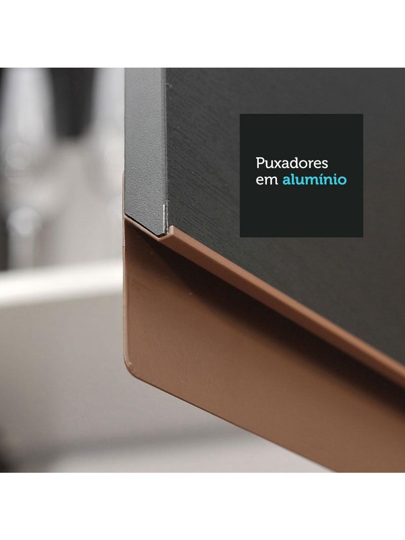 Cozinha Completa De Canto Com Armário E Balcão Preto Madesa