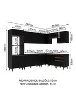 Cozinha Completa De Canto Com Armário E Balcão Preto Madesa