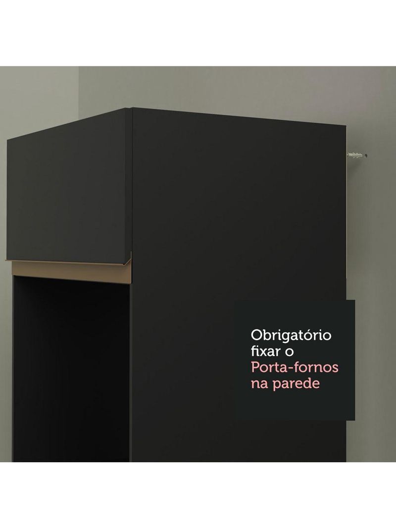 Cozinha Completa De Canto Com Armário E Balcão Preto Madesa