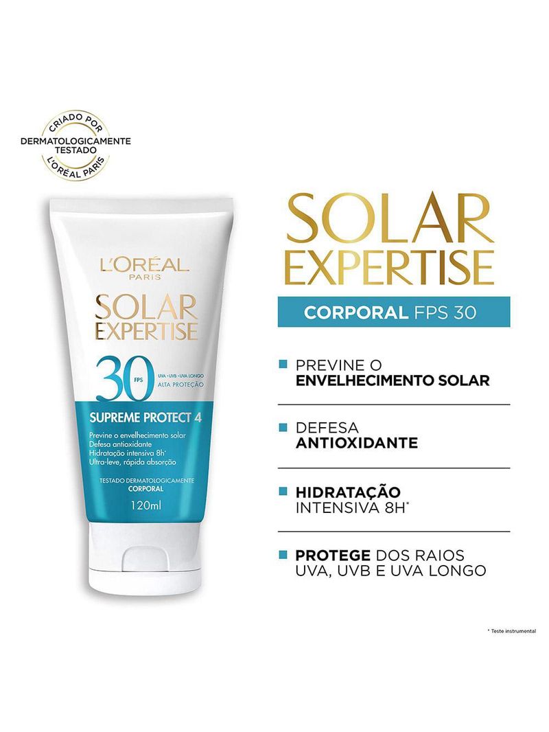 Protetor solar corporal l'oréal paris solar expertise supreme protect 4 fps30