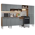 Armário De Cozinha Completa 293cm Rustic/cinza Emilly Madesa 10 Rustic/cinza