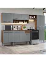 Armário De Cozinha Completa 293cm Rustic/cinza Emilly Madesa 10 Rustic/cinza