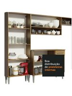 Armário De Cozinha Completa 293cm Rustic/cinza Emilly Madesa 10 Rustic/cinza