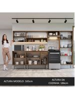Armário De Cozinha Completa 293cm Rustic/cinza Emilly Madesa 10 Rustic/cinza
