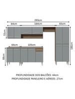 Armário De Cozinha Completa 293cm Rustic/cinza Emilly Madesa 10 Rustic/cinza