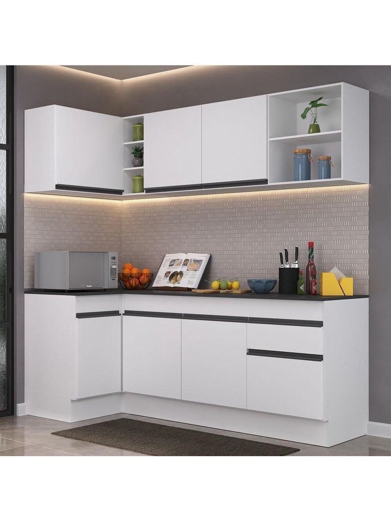 Armário De Cozinha Compacta De Canto Branco/preto