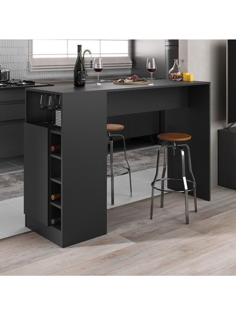 Bancada Balcão/mesa De Cozinha Com Adega E 1 Porta Multimóveis Mp2144 Preto Preto