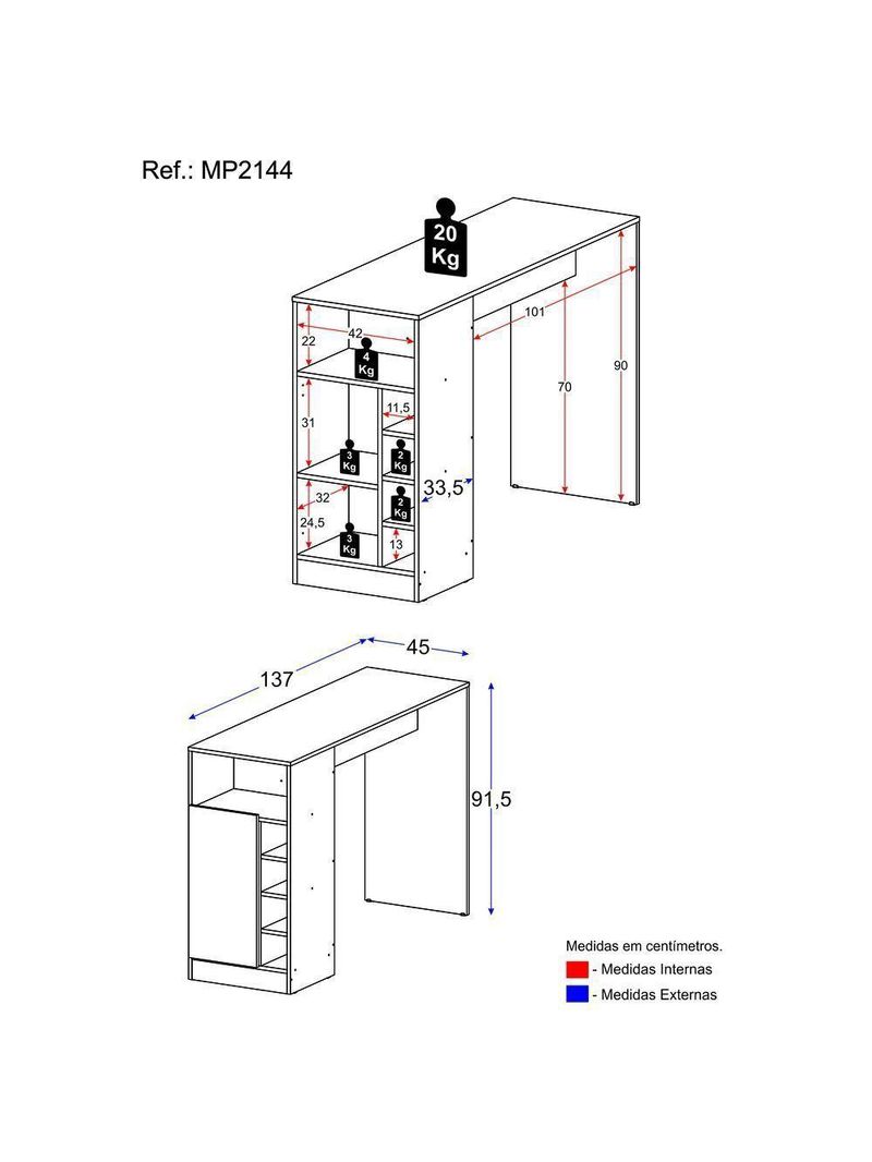 Bancada Balcão/mesa De Cozinha Com Adega E 1 Porta Multimóveis Mp2144 Preto Preto