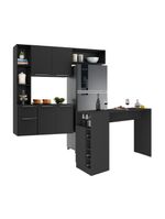 Armário De Cozinha Com Mesa Gourmet Sofia Multimóveis Mp2197 Preto Preto