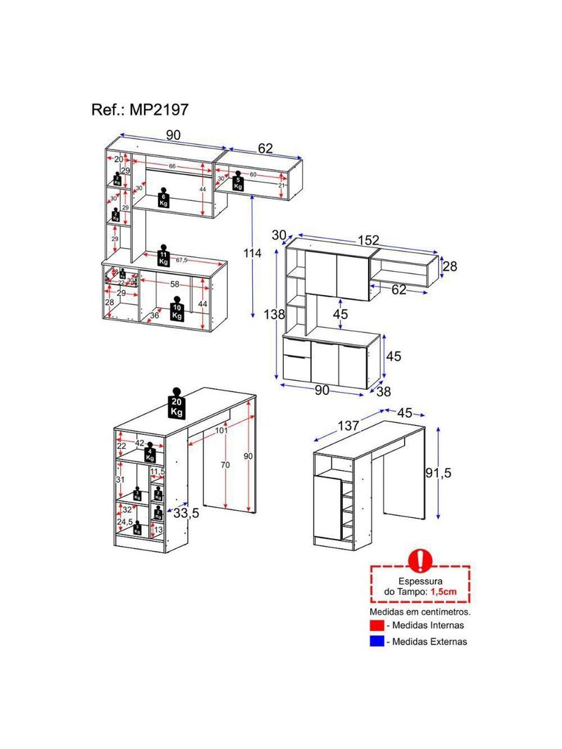 Armário De Cozinha Com Mesa Gourmet Sofia Multimóveis Mp2197 Preto Preto