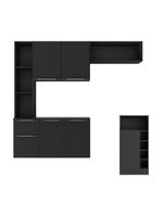 Armário De Cozinha Com Mesa Gourmet Sofia Multimóveis Mp2197 Preto Preto