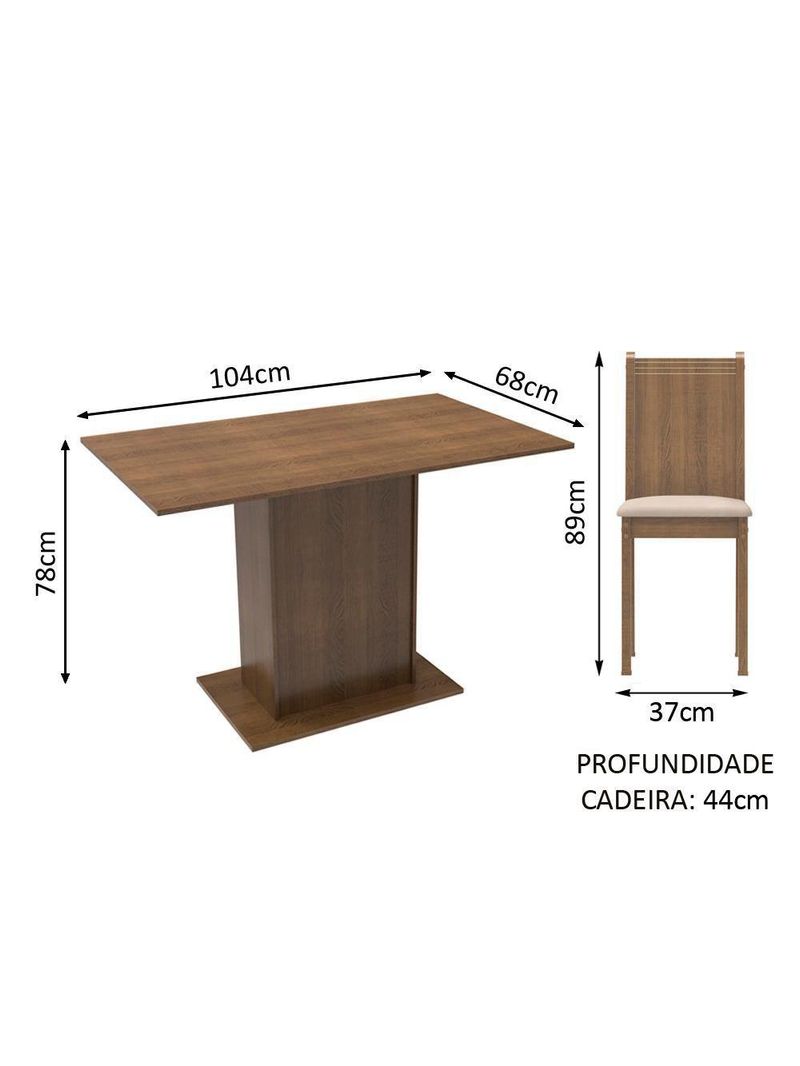 Conjunto Sala de Jantar Luana Mesa 4 Cadeiras Madesa