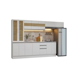 Armário De Cozinha Completa 100% Mdf 300 Cm Smart Madesa 04 Branco