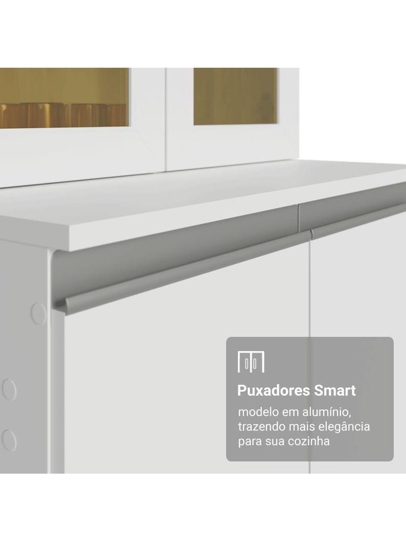 Armário De Cozinha Completa 100% Mdf 300 Cm Smart Madesa 04 Branco