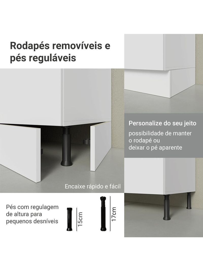 Armário De Cozinha Completa 100% Mdf 300 Cm Smart Madesa 04 Branco
