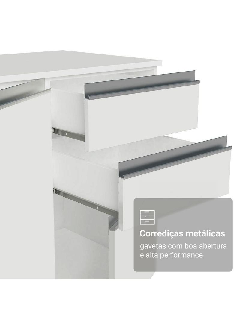 Armário De Cozinha Completa 100% Mdf 300 Cm Smart Madesa 04 Branco