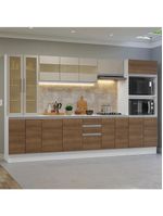 Armário De Cozinha Completa 100% Mdf 310 Cm Smart Madesa 03 Branco/rustic/crema