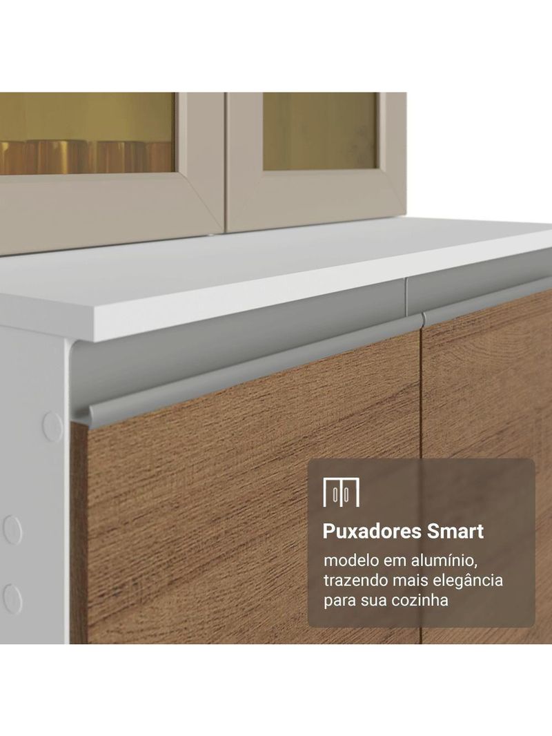 Armário De Cozinha Completa 100% Mdf 310 Cm Smart Madesa 03 Branco/rustic/crema