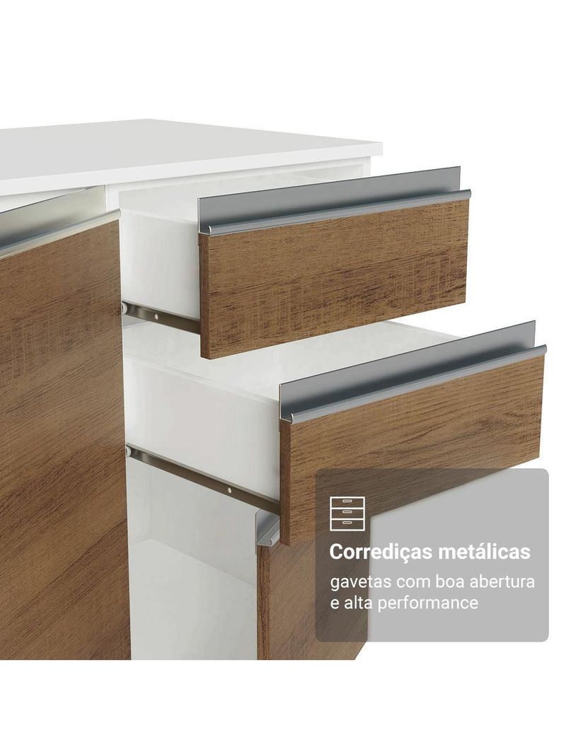 Armário De Cozinha Completa 100% Mdf 310 Cm Smart Madesa 03 Branco/rustic/crema