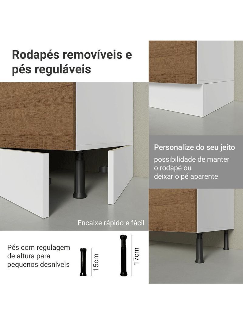 Armário De Cozinha Completa 100% Mdf 310 Cm Smart Madesa 03 Branco/rustic/crema