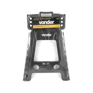 Banqueta Plástica Dobrável Preta Altura 450 Mm - Vonder