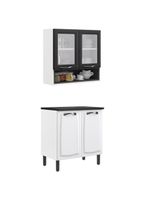 Paneleiro Itatiaia Em Aço Branco E Grafite 4 Portas 2 Vidros New Premium