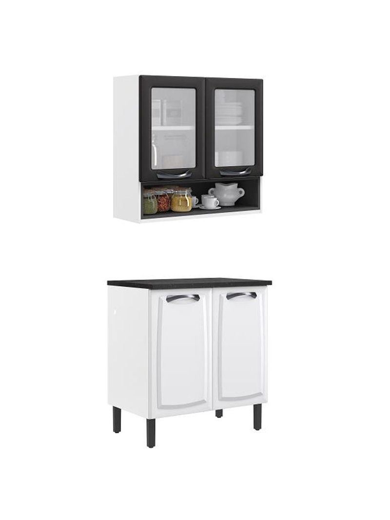 Paneleiro Itatiaia Em Aço Branco E Grafite 4 Portas 2 Vidros New Premium