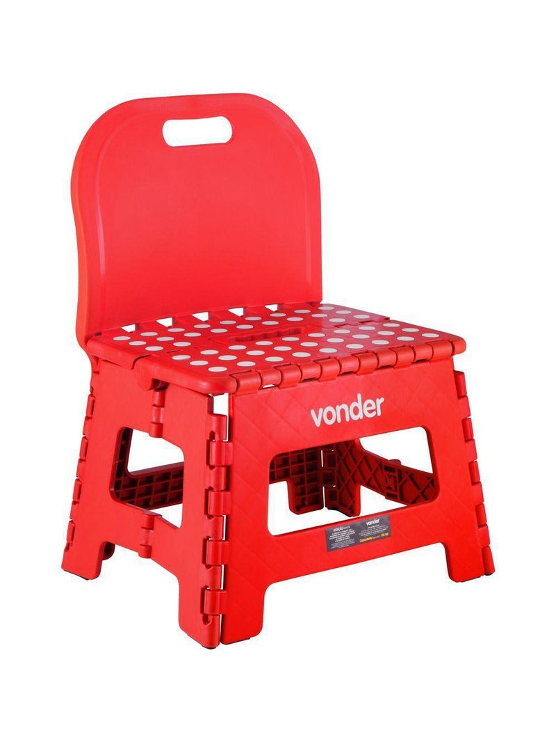 Banqueta Plástica Dobrável Vermelha Altura 220mm Vonder