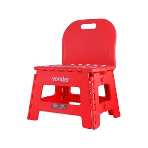 Banqueta Plástica Dobrável Vermelha Altura 220mm Vonder
