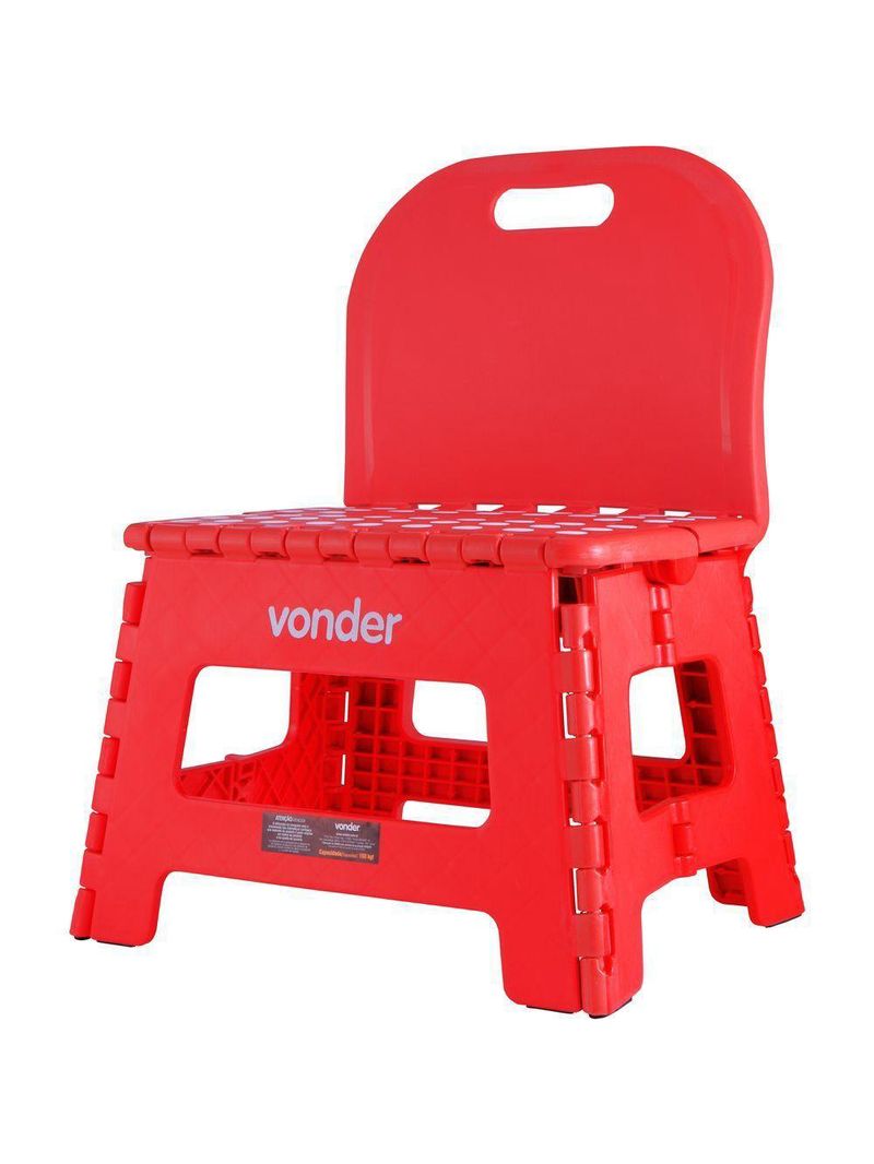 Banqueta Plástica Dobrável Vermelha Altura 220mm Vonder