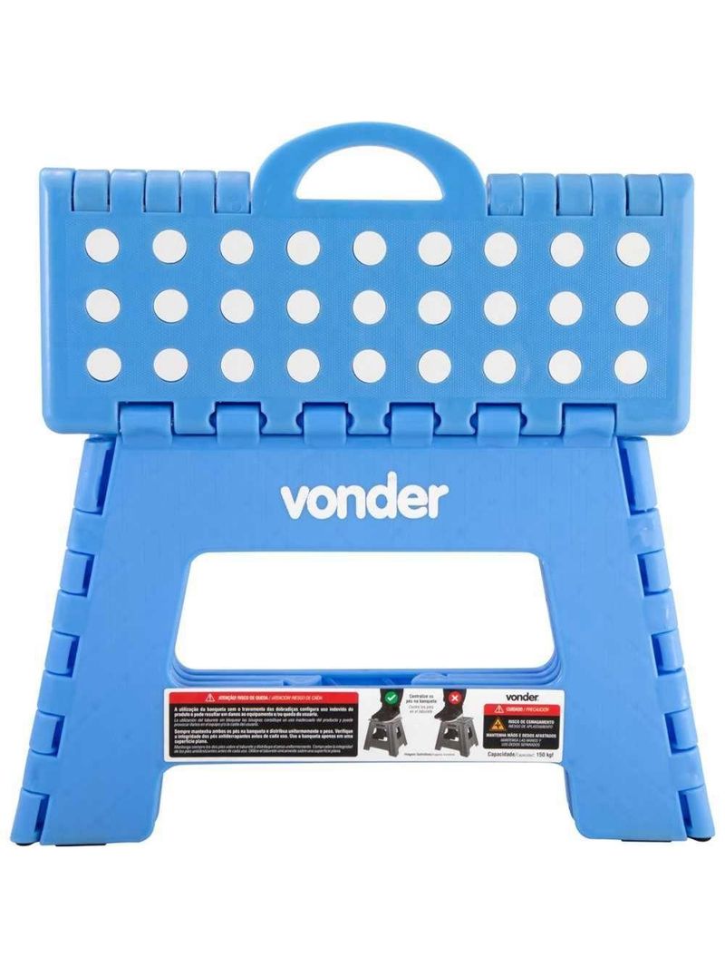 Banqueta Plástica Dobrável Azul 220mm Vonder