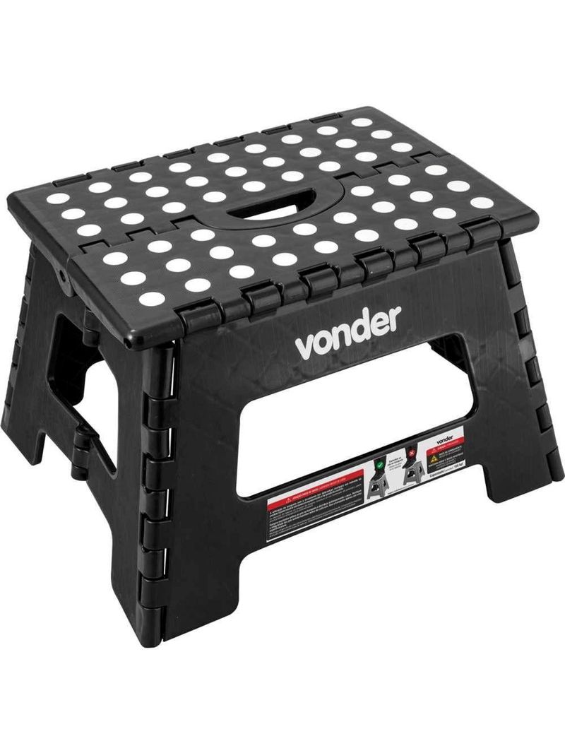 Banqueta Plástica Dobrável Preta Altura 220 Mm Vonder