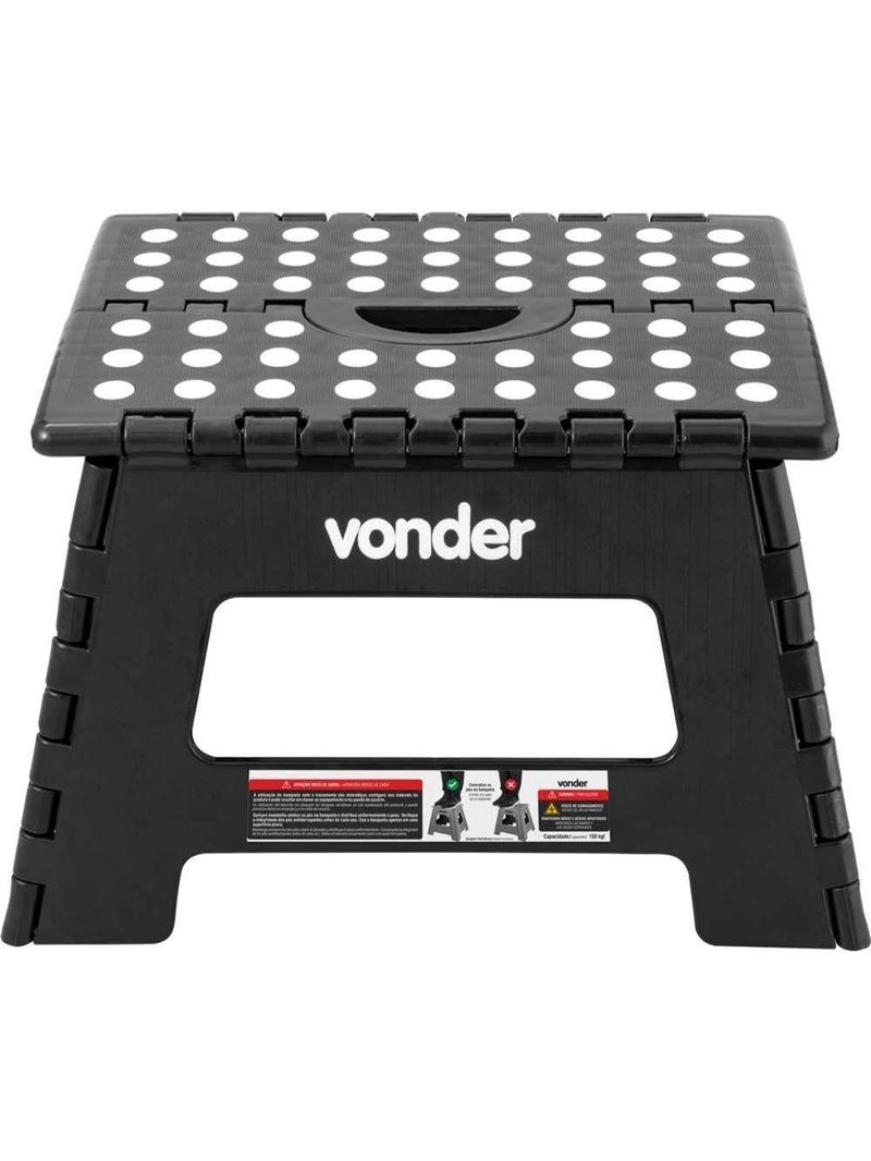 Banqueta Plástica Dobrável Preta Altura 220 Mm Vonder