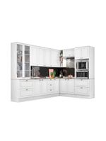 Cozinha Modulada Completa Americana 10 Peças 3 Aéreos + 3 Balcões + 2 Paneleiros + 2 Complementos C5p36 Cinza