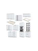 Cozinha Modulada Completa Americana 10 Peças 3 Aéreos + 3 Balcões + 2 Paneleiros + 2 Complementos C5p36 Cinza