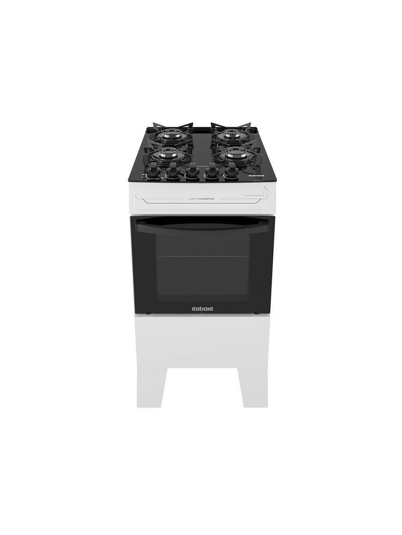 Fogão Itatiaia Electra Glass Pluss Piso 4 Bocas Branco Mesa De Vidro Bivolt (3700000485)