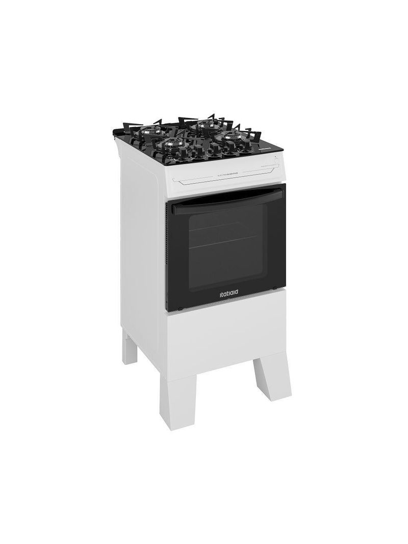 Fogão Itatiaia Electra Glass Pluss Piso 4 Bocas Branco Mesa De Vidro Bivolt (3700000485)