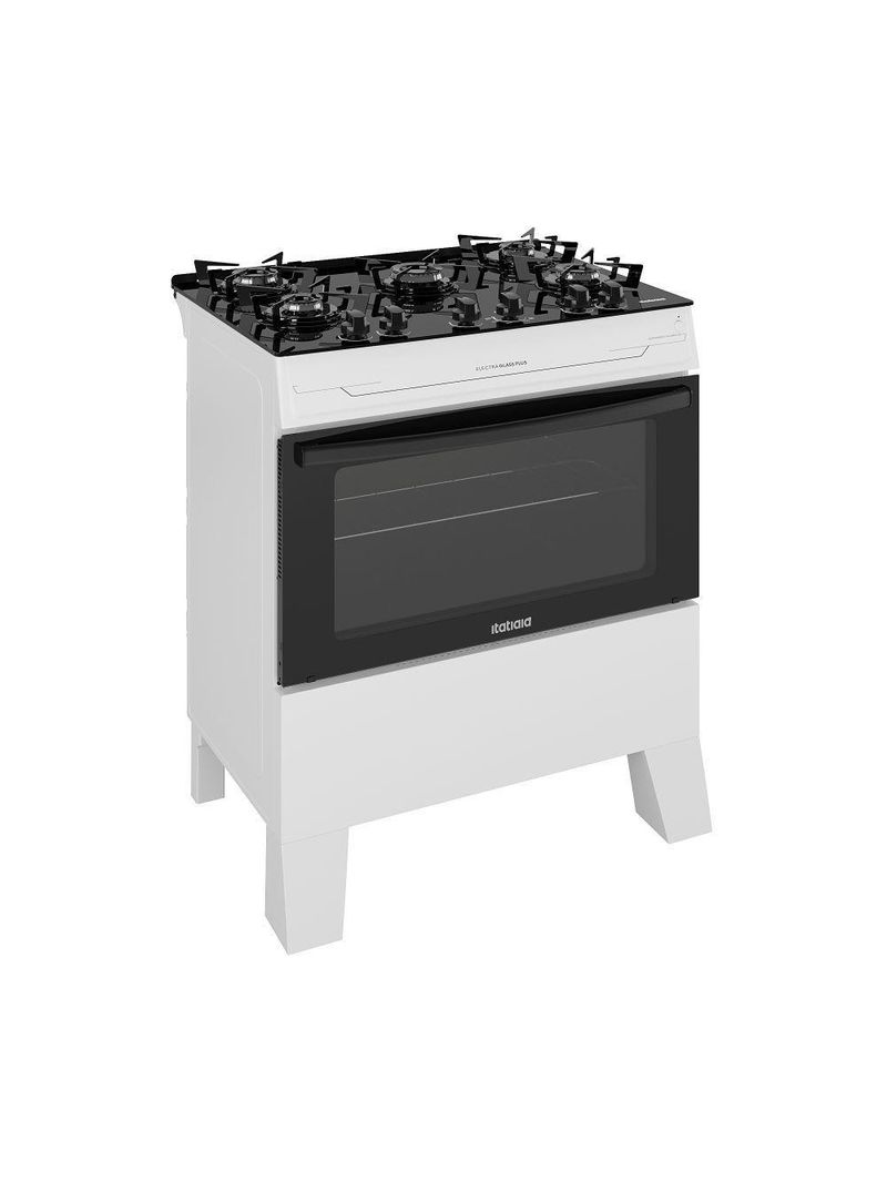 Fogão Itatiaia Electra Glass Pluss Piso 5 Bocas Branco Mesa De Vidro Bivolt (3700000487)
