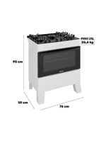 Fogão Itatiaia Electra Glass Pluss Piso 5 Bocas Branco Mesa De Vidro Bivolt (3700000487)