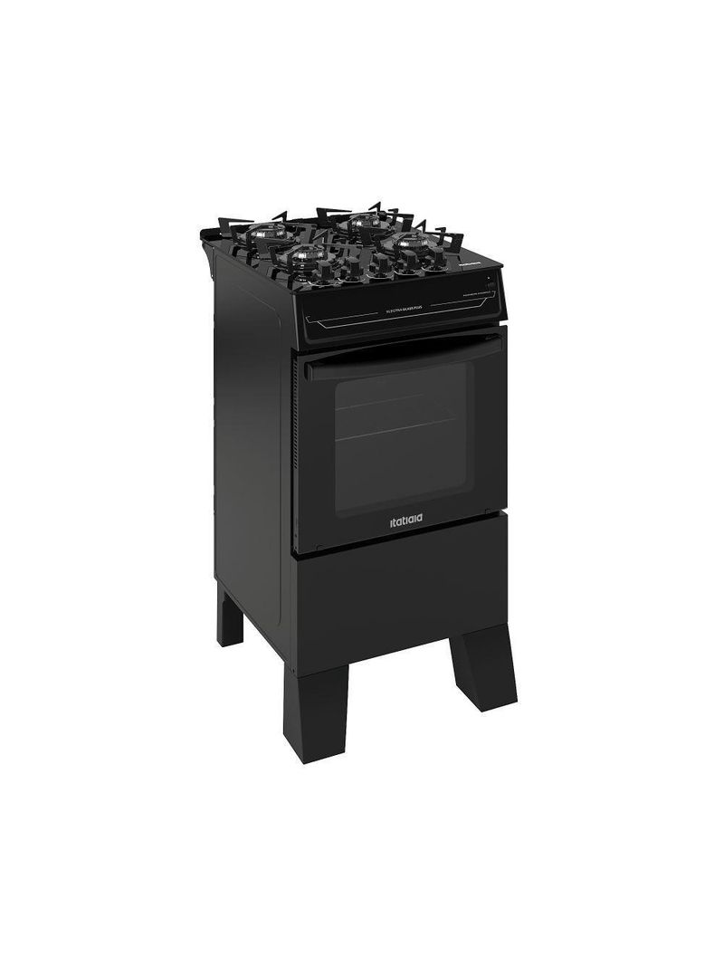 Fogão Itatiaia Electra Glass Pluss Piso 4 Bocas Preto Mesa De Vidro Bivolt (3700000484)