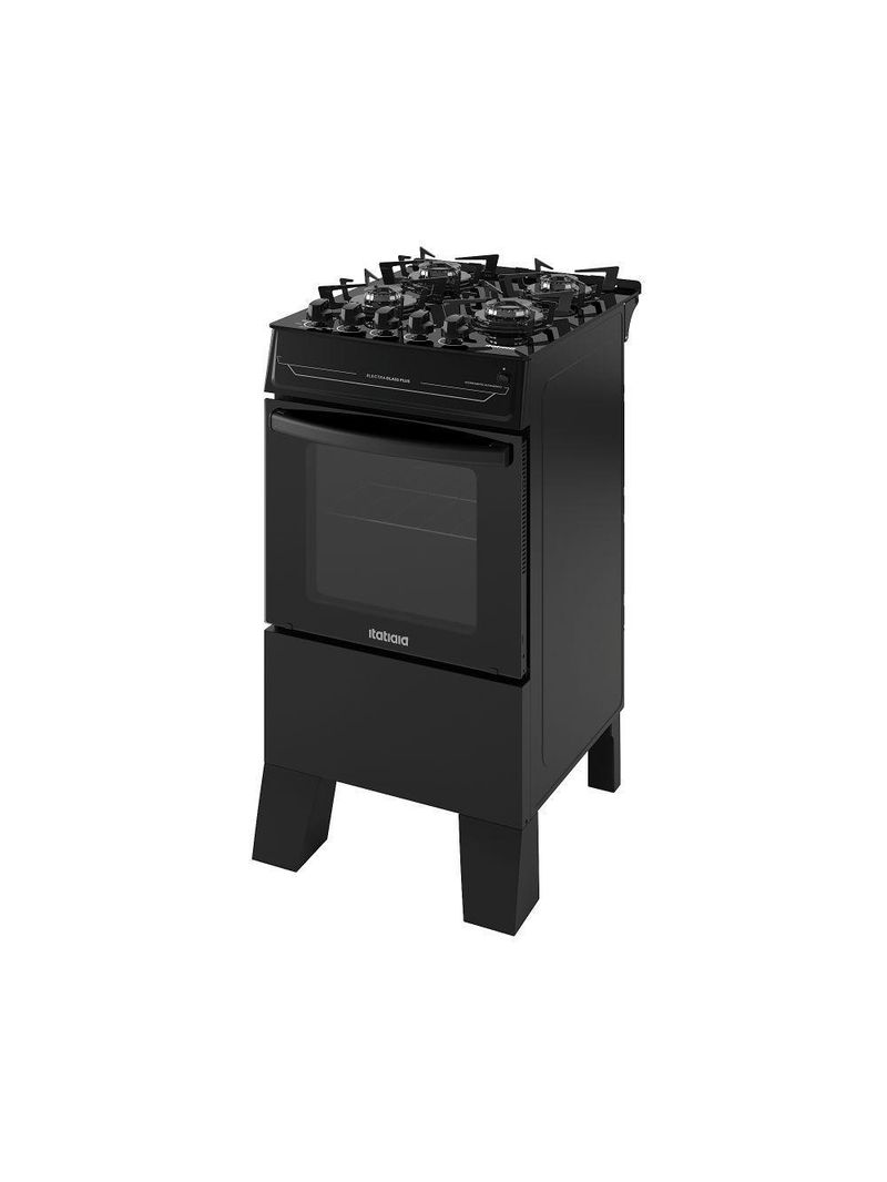 Fogão Itatiaia Electra Glass Pluss Piso 4 Bocas Preto Mesa De Vidro Bivolt (3700000484)