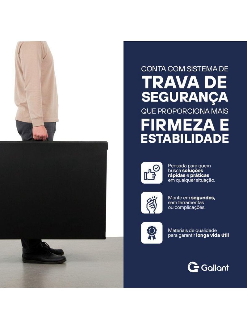 Mesa Dobrável Gallant Vira Maleta Portátil 1,80m Preto com Alça (GMD22A01A-PT)