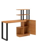 Escrivaninha em MDF 5 Prateleiras 1 Porta 135 cm Freijó/Preto Fosco Pradel Dalla Costa F17