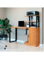 Escrivaninha em MDF 5 Prateleiras 1 Porta 135 cm Freijó/Preto Fosco Pradel Dalla Costa F17