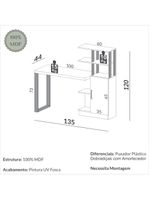 Escrivaninha em MDF 5 Prateleiras 1 Porta 135 cm Freijó/Preto Fosco Pradel Dalla Costa F17