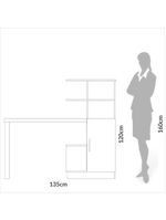 Escrivaninha em MDF 5 Prateleiras 1 Porta 135 cm Freijó/Preto Fosco Pradel Dalla Costa F17