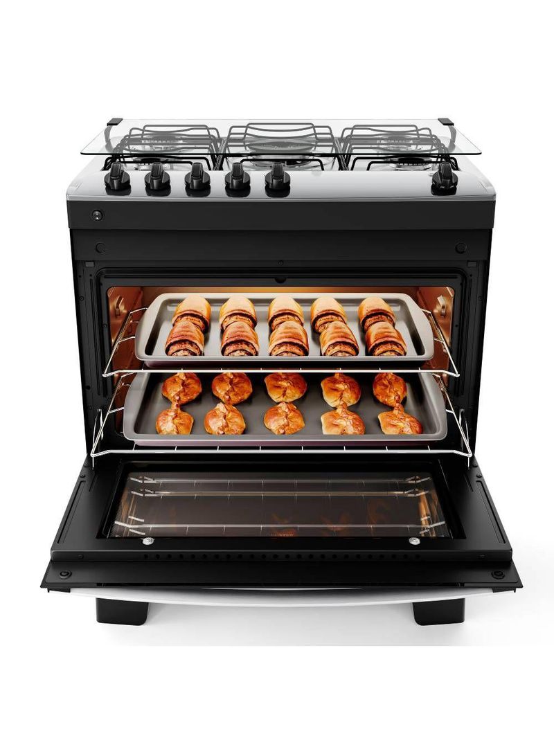 Fogão Atlas Agile Up Piso 5 Bocas Preto Mesa de Inox Bivolt (300001649)